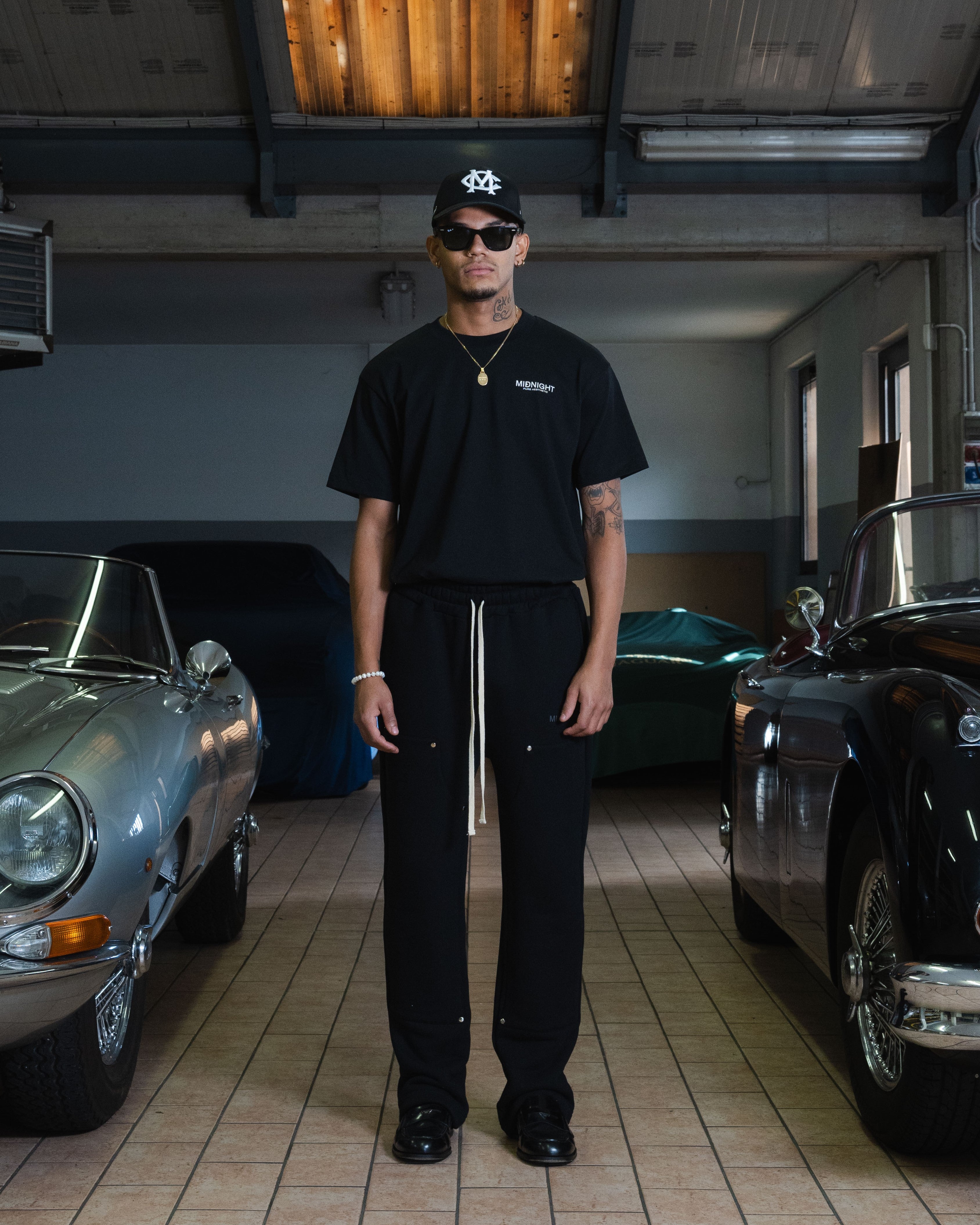 DOUBLE KNEE SWEATPANTS - BLACK