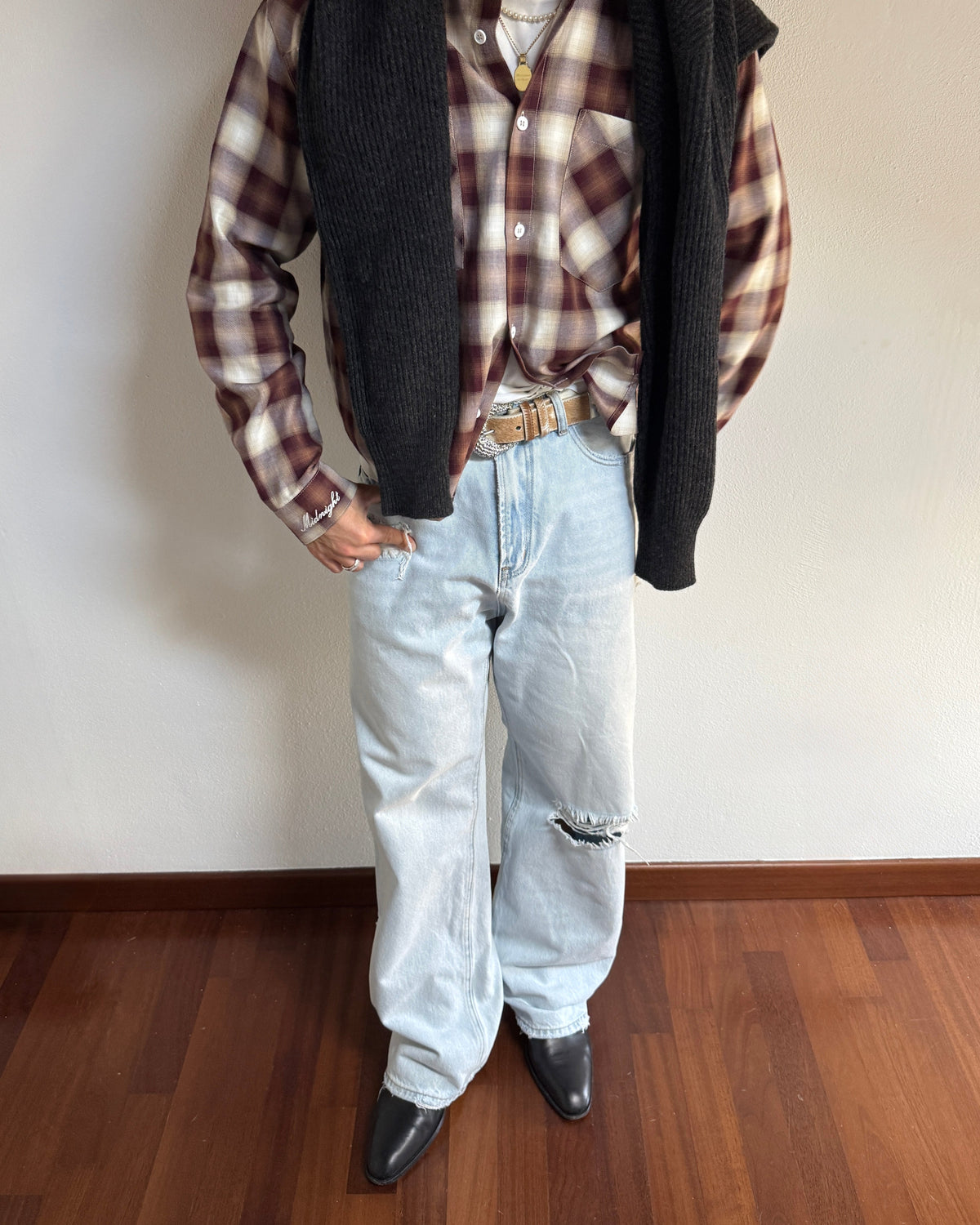 FLANNEL SHIRT ARIZONA - BURGUNDY / CREAM