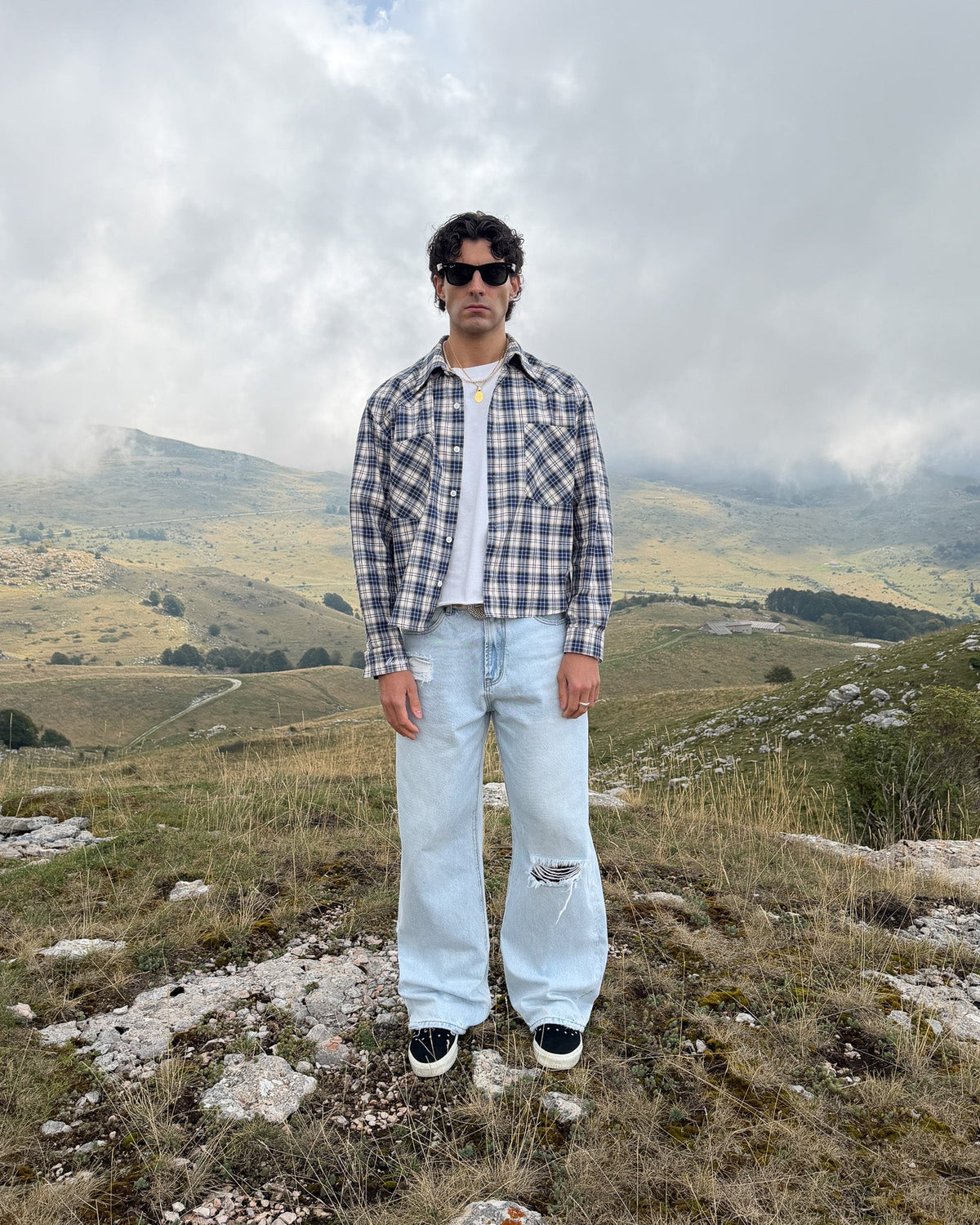 FLANNEL SHIRT VANCOUVER - BLUE / CREAM