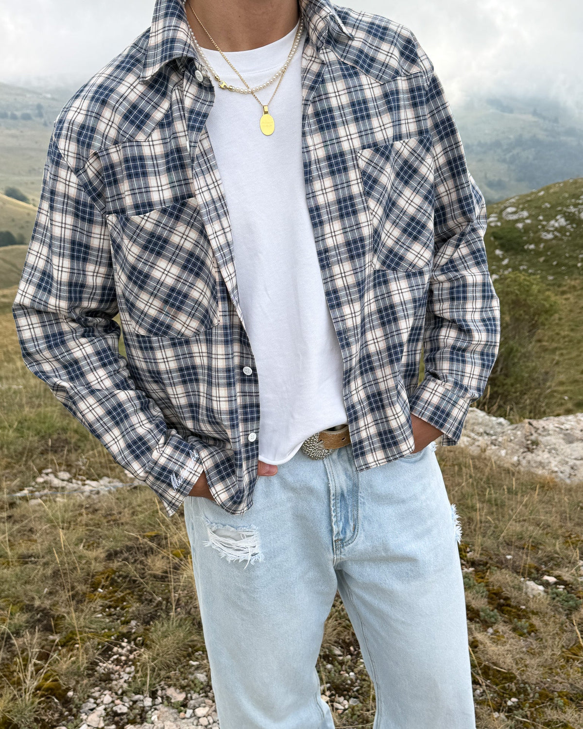 FLANNEL SHIRT VANCOUVER - BLUE / CREAM