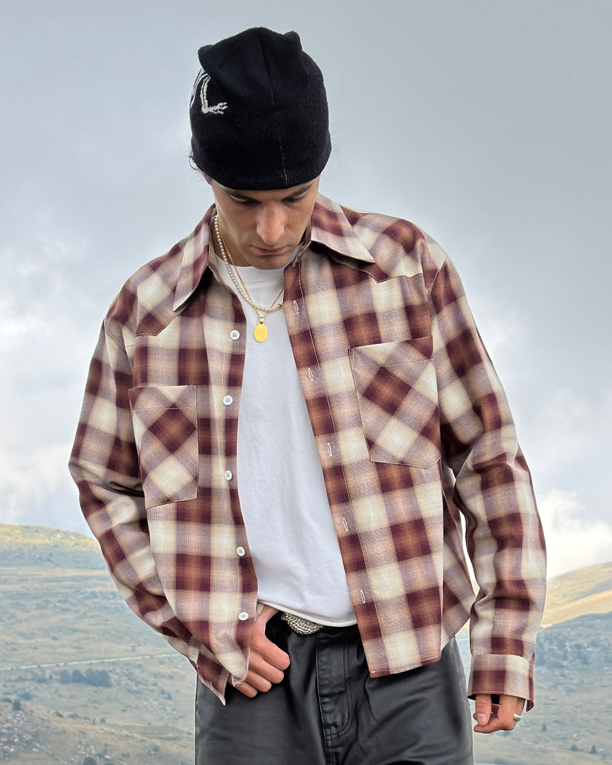 FLANNEL SHIRT ARIZONA - BURGUNDY / CREAM