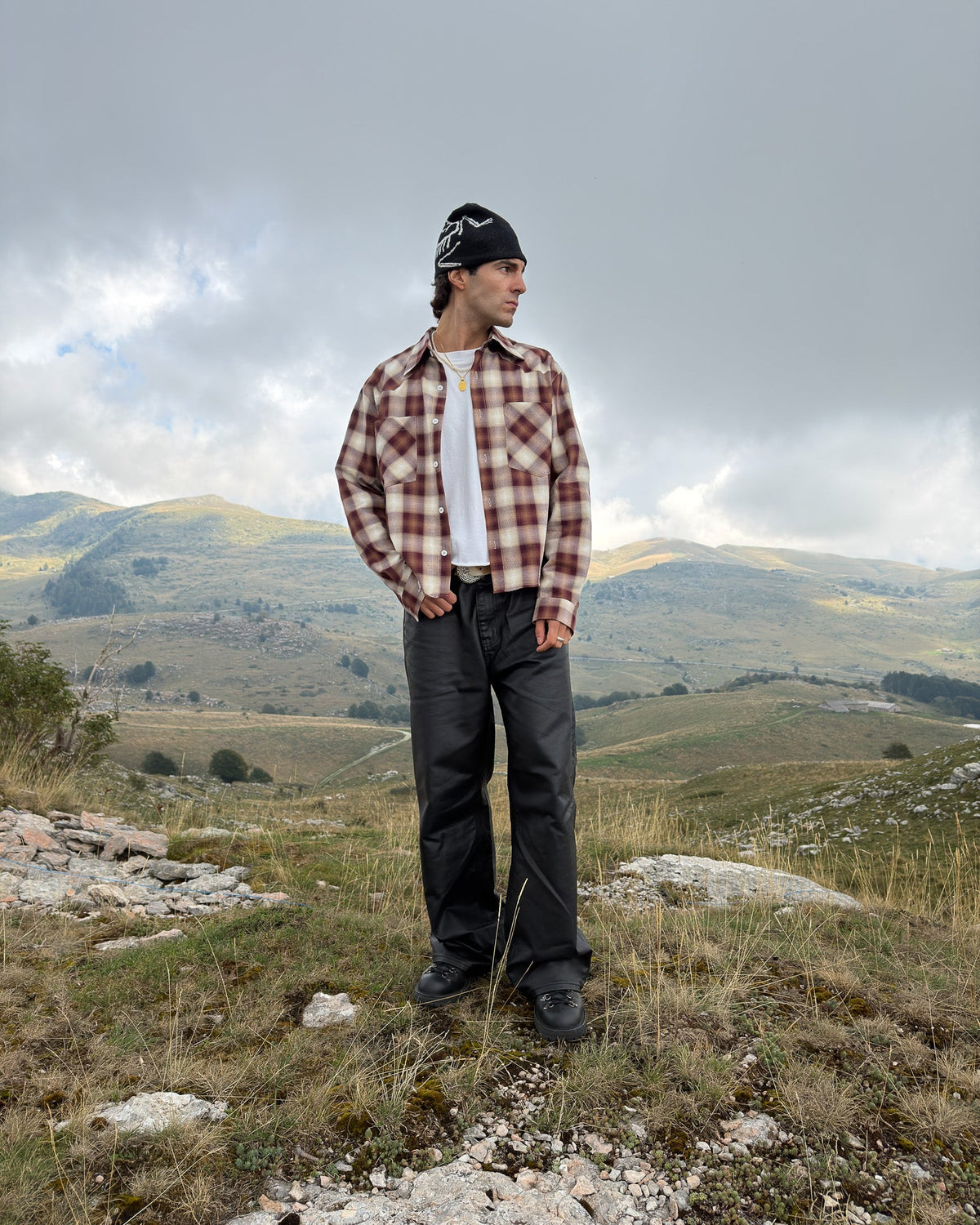 FLANNEL SHIRT ARIZONA - BURGUNDY / CREAM