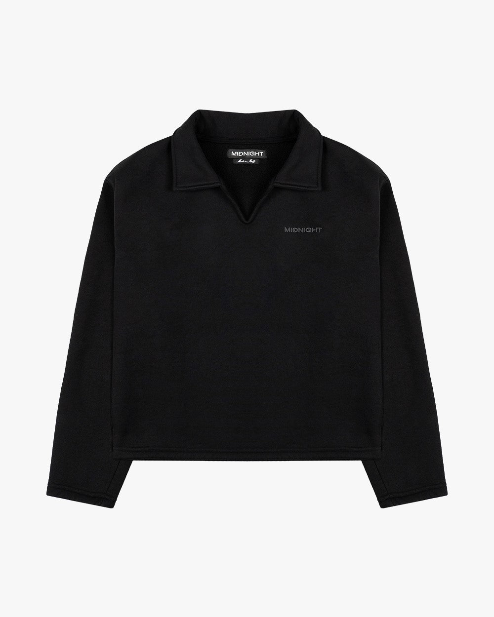 CROPPED POLO SWEATER - BLACK