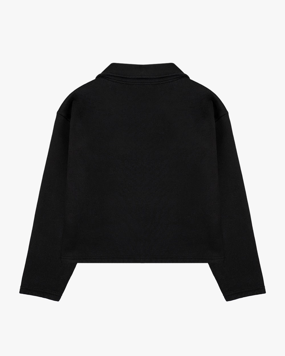 CROPPED POLO SWEATER - BLACK